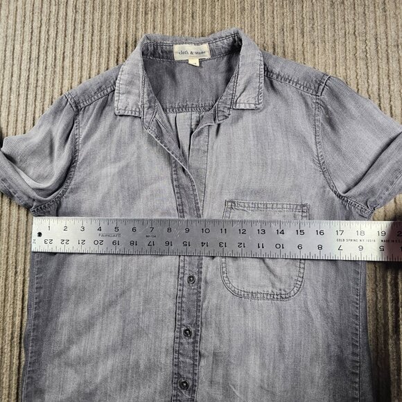 Cloth + Stone Anthropologie Women Sz XS Button Down Shirt Long Sleeve distressed - Picture 3 of 5